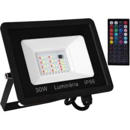 Projector LED RGB IP65 220VAC 30W 2000Lm c/ Comando