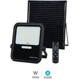 Kit Projector LED Miloha 300W 6500K IP65 c/ Painel Solar (Preto) - GSC