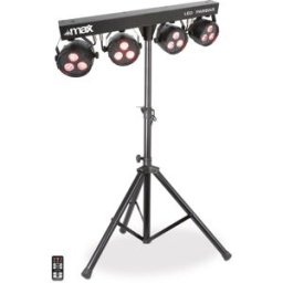 Barra LEDs Portátil c/ 4 Projectores LED 3x 4-EM-1 RGBW + Tripé - MAX