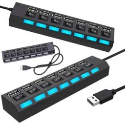 HUB 7x Portas USB 2.0 ON-OFF c/ Alimentação (Preto)
