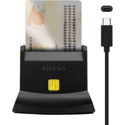 Leitor de Cartões Inteligente DNI USB-C c/ Leitor de Cartões de Memória (Preto) - AISENS