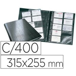 Porta Cartoes Durable Din A4 Visifix Centium 20 Bolsas Indice Alfabetico p/ 400 Cartões 57X90 mm