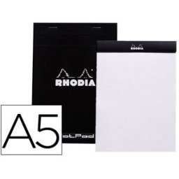 Bloco de Notas Rhodia Black Dot Pad A5 80F 80g/m2 Liso c/ Pontos Pretos 5mm