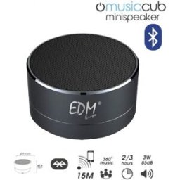 EDM Coluna Mini Bluetooth Portátil 3W 85dB (Preto) c/ Iluminação