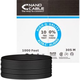 Rolo Cabo RJ45 Cat5e U/UTP 305M (Preto) - Nanocable
