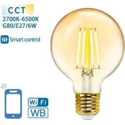 AIGOSTAR Lâmpada LED Inteligente E27 G80 Filamento Smart Wi-Fi 220V 6W 2700K~6500K 806Lm (Âmbar)