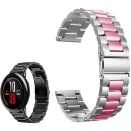 Correia Met. Dual Elos (Rosa) p/ Xiaomi Amazfit Pace/Stratos/Stratos2S/GTR 47mm/Ticwatch/Huawei/
