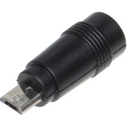 Ficha Adaptadora Micro USB B Macho -> DC Femea 2,1/5,5mm