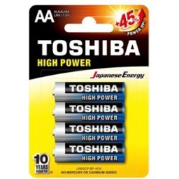 Blister 4 Pilhas Alcalinas 1,5V LR6 AA - TOSHIBA