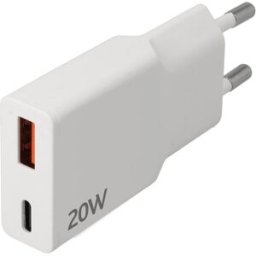 Carregador USB Duplo (1x USB-C PD/QC + 1x USB-A QC) Carregamento Rápido 20W - NIMO