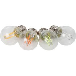 Pack 4x Lâmpadas de Filamento LED E27 G45 4.5W c/ Vidro Transparente - HQPOWER
