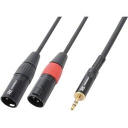 Cabo Jack 3,5mm Stereo Macho - 2x Canon XLR 3 Pinos Macho (3 mts) - Power Dynamics CONNEX