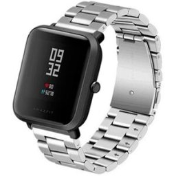 Correia Metática Elos (Prateado) p/ Xiaomi Amazfit GTS/Bip/Bip Lite/ GTR 42mm/Ticwatch/Huawei/Samsun