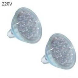 Blister 2x Lampadas 15 LEDs MR16 220V 1,2W Vermelho