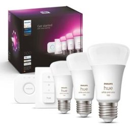 Pack 3 Lâmpadas LED E27 9W Branca/RGB 2000-6500K 1100Lm - PHILIPS HUE