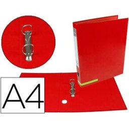 LIDERPAPEL Pasta de Arquivo Cor System Cartão Forrado A4 2 Aneis 25mm Mistos Lombada 40mm s/Caixa Vermelha