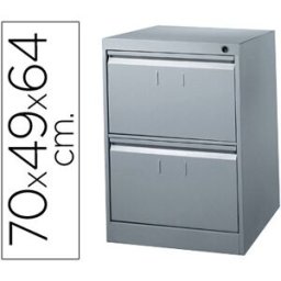 Ficheiro Metalico p/ Capas de Suspensao c/ 2 Gavetas 710x475x650 mm Cinza e Cinza Escuro