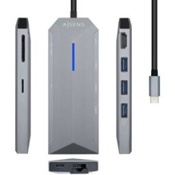 Docking Station USB-C "8-em-1" (Cinza) - AISENS
