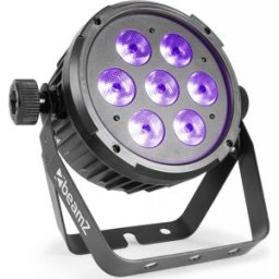 Projector LED PAR 7x 10W (6 EM 1) RGBAW-UV DMX c/ Comando (BT280) Preto - beamZ