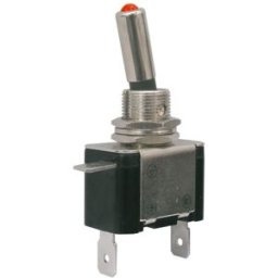 Interruptor Alavanca Luminoso (ON-OFF) 12VDC/25A - LED Vermelho