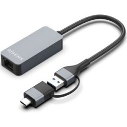 Placa de Rede Externa (RJ45) USB-A+USB-C (15cm) - AISENS