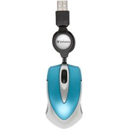 Rato Ambidestro Go Mini USB Óptico 1000 DPI (Azul/Prateado) - VERBATIM
