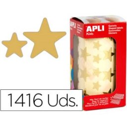 Etiquetas Auto Adesivos Apli Estrelas Grandes Ouro em Rolo c/ 1416 Unidades