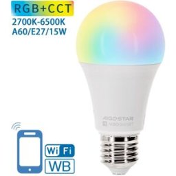 AIGOSTAR Lampada LED Inteligente Smart Wi-Fi/Bluetooth E27 A60 220V 15W RGB + 2700K~6500K 1500Lm