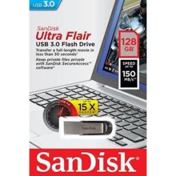 Pen Drive USB Ultra Flair 128GB 3.0 (Prateado) - SANDISK