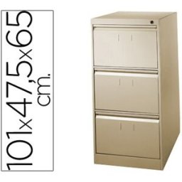 Ficheiro Metalico p/ Capas de Suspensao c/ 3 Gavetas 1010x475x650 mm Na Cor Bege
