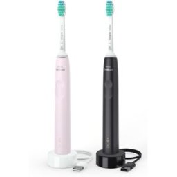 Pack 2x Escovas de Dentes Elétrica HX3675 Sonicare 3100 Series (Preto + Rosa) - PHILIPS