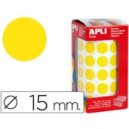 Etiquetas Auto Adesivas Apli Circulares 15 mm Amarelo em Rolo c/ 2832 Unidades
