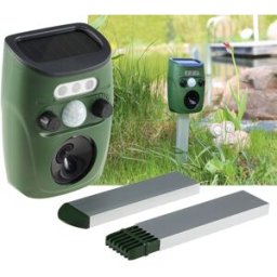 Detector Movimento/Repelente Solar Ultrasónico de Animais p/ Jardim (Cães, Gatos, Pássaros)