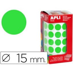 Etiquetas Auto Adesivas Apli Circulares 15 mm Verde em Rolo c/ 2832 Unidades