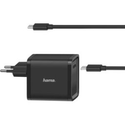 Carregador USB-C 45W + Cabo USB-C 2mts (Preto) - HAMA