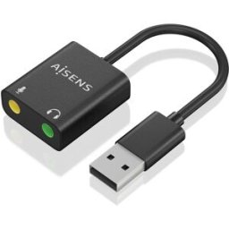 Placa de Som USB-A 2x Jack 3.5mm Preto (10cm) - AISENS