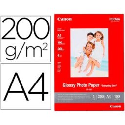 Pack 100x Folhas Papel Foto Canon A4 Brilhante 200Gr/M2 - CANON