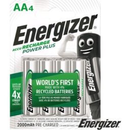 Blister 4 Pilhas Recarregáveis 1,2V 2000mAh Ni-Mh - AA - ENERGIZER Power Plus