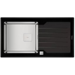 Lava Loiça Retangular Diamound RS15 1C 1E 86 (Aço Inoxidável/Vidro) - TEKA