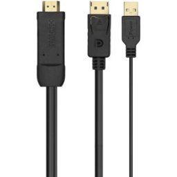 Cabo Conversor HDMI Macho - DisplayPort / USB-A Macho Preto (1.8 metros) - AISENS