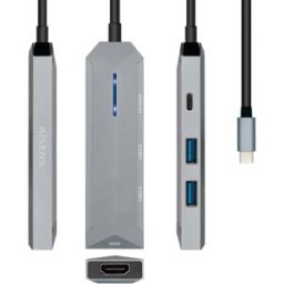 Docking Station USB-C "4-em-1" (Cinza) - AISENS