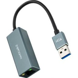 Conversor USB 3.0 Macho - Conector RJ45 Fêmea (Cinzento) - Nanocable