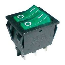 Interruptor Duplo Luminoso ON-OFF 250V/15A - Verde