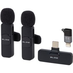 Pack 2x Microfones de Lapela s/ Fios USB-C e Lightning p/ Smartphone/Tablet (Preto) - BLOW