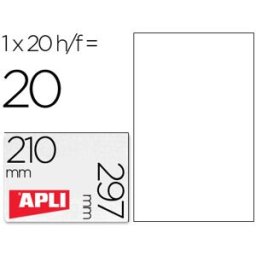 Etiquetas Adesivas Apli de Poliester Resistente a Intemperie p/Impressora 210X297 mm