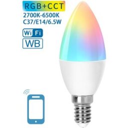 AIGOSTAR Lampada LED Inteligente Smart Wi-Fi E14 C37 220V 6,5W RGB + Branco 2700~6500K
