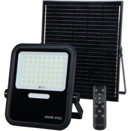 GSC Kit Projector LED 400W Branco F. 6000K c/ Sensor + Painel Solar + Comando (IP65)