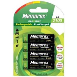 Blister 4 Pilhas Recarregáveis 1,2V AA Ni-Mh 2100mAh - MEMOREX