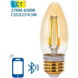 AIGOSTAR Lâmpada LED Inteligente E27 C35 Filamento Mesh Bluetooth 220V 4,5W 2700K~6500K 470Lm (Âmbar)
