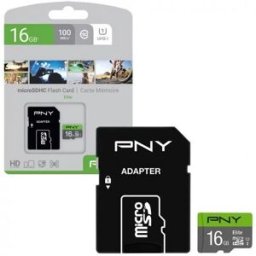 Cartão de Memória MicroSDHC 16GB (Classe 10) + Adaptador - PNY